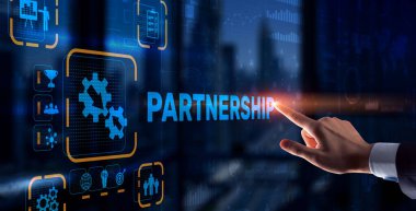 Şirketlerin ortaklığı. İşbirliği. Business Technology İnternet kavramı