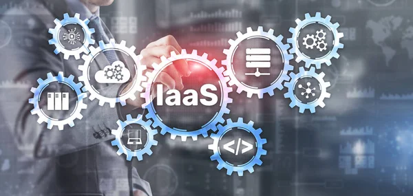 IaaS Infrastructure as a Service. Blue Online Gear Internet und Netzwerkkonzept — Stockfoto