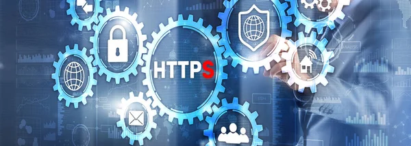 Fondo de inscripción HTTPS. Concepto de seguridad en Internet 2021 —  Fotos de Stock
