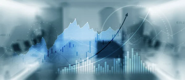 Virtual screen with stock market changes. Business Finance graph chart — Stock Photo, Image