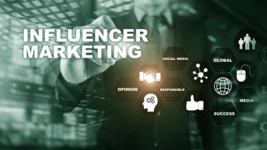 İş dünyasındaki pazarlama kavramını etkiliyor. Teknoloji, internet ve ağ. Soyut arkaplan karışık ortamı.