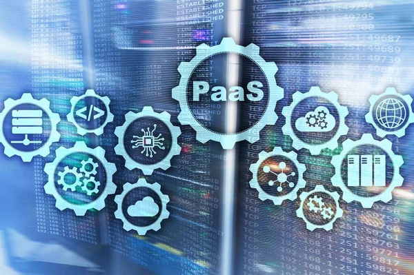 Platforma Serviciu Paas Conceptul Servicii Cloud Computing Server Cameră Fundal — Fotografie, imagine de stoc