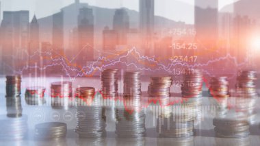 Borsa grafiği ve şamdan. Soyut finans arkaplanı