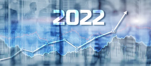 Nowy rok 2022 technologia finansowa zmienia biznes. Wykres wzrostu ze zwrotem z inwestycji — Zdjęcie stockowe