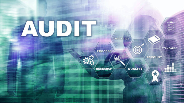 Audit business and finance concept. Analysis Annual Financial Statements, Analyze return on investment. Mixed media abstract background.