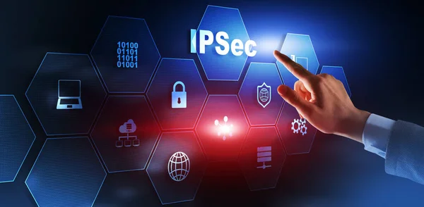 Ochranka IP. Protokoly o ochraně údajů. IPSec. Koncept sítě pro internet a ochranu — Stock fotografie