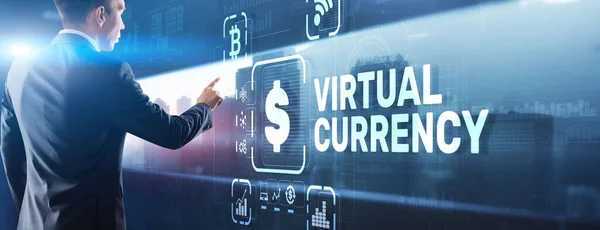 Konceptet Virtual Currency Exchange Investment. Finansiell teknik — Stockfoto