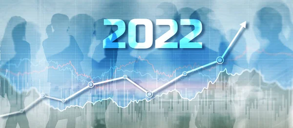 El nuevo año 2022 la tecnología financiera está cambiando los negocios. Gráfico de crecimiento con retorno de la idea de inversión — Foto de Stock