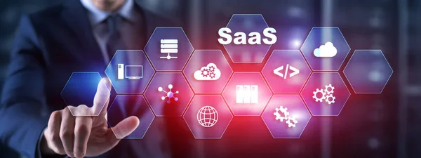 SaaS, Software as a Service. Internet und Netzwerktechnologie-Konzept — Stockfoto