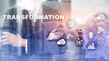 İş Dönüşümü. Gelecek ve İnovasyon İnternet ve ağ konsepti. Soyut iş geçmişi. Karışık Ortam.