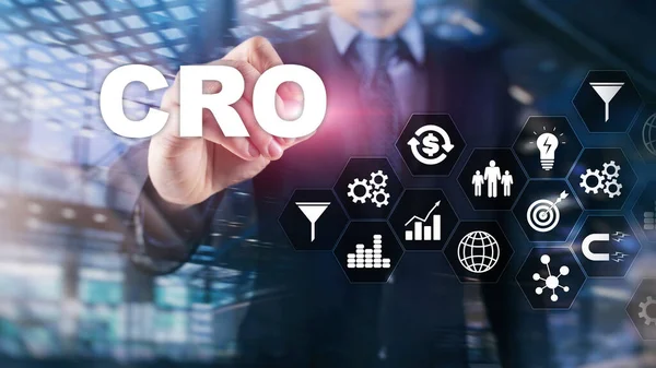 개략적 최적화 Cro Business Technology Finance 컨셉트 Virtual Screen — 스톡 사진