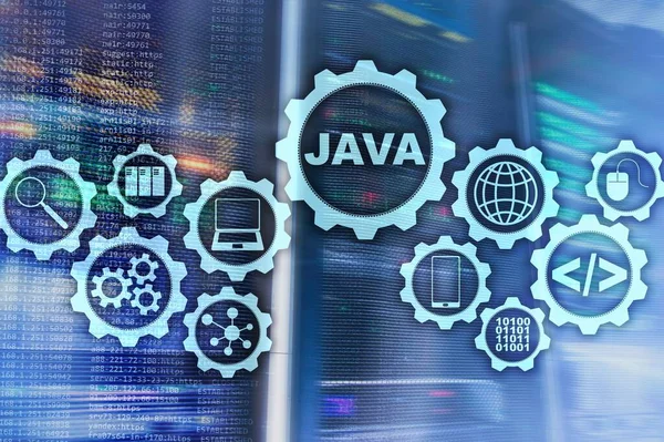Javaプログラミングの概念 仮想マシン サーバールームの背景で — ストック写真