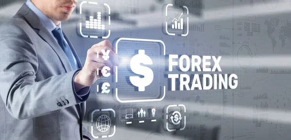 Inskripsi Forex Trading pada Layar Virtual. Konsep pasar saham bisnis — Stok Foto