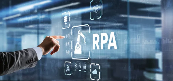 RPA Robotic Process Automation system. Big data and business concept — Stock Photo, Image