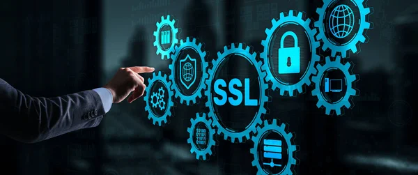 SSL Secure Sockets Layer conceito. Protocolos criptográficos fornecem comunicações seguras — Fotografia de Stock