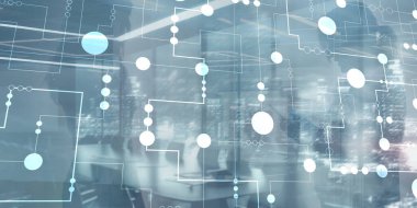 Soyut dijital parçacıklar. Siber ağ geçmişi. Teknoloji geçmişi.