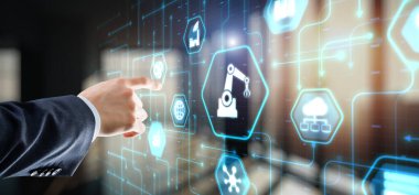 RPA Robot İşlem Otomasyon Sistemi. Yapay zeka kavramı.