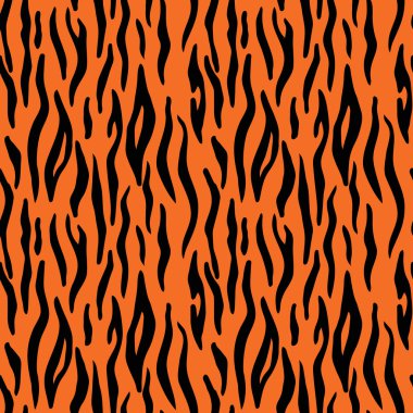 Soyut hayvan yazdırma. Kaplan şeritleri ile sorunsuz vektör desen. Kaplan kürk arka plan yinelenen Tekstil;