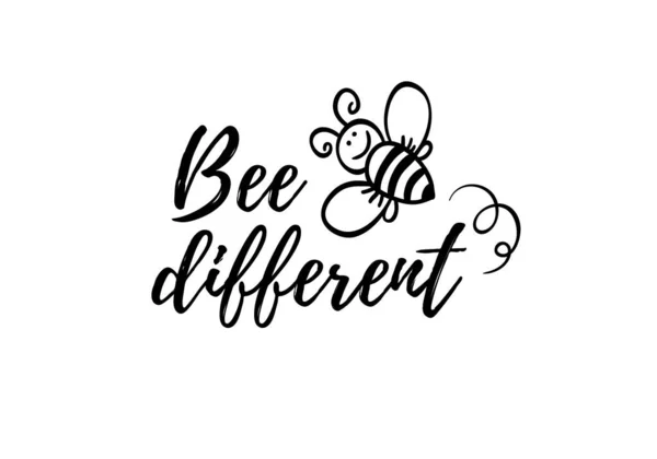 Wir bee-long zusammen Phrase mit Doodle Biene auf weißem Hintergrund. Beschriftungsplakat, Valentinstag-Karten-Design oder T-Shirt, Textildruck. Romantisches Zitat-Plakat. — Stockvektor