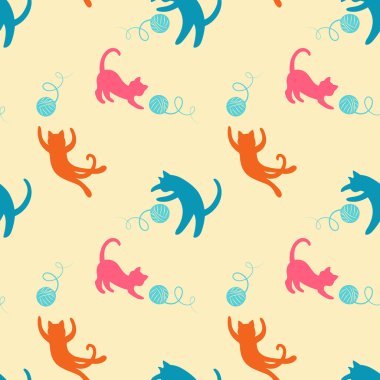 Sevimli oynayan kediler ile Seamless Modeli.