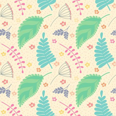 Yaprak ve çiçek ile seamless modeli.