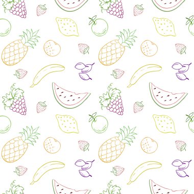 Sorunsuz vektör desen meyve ve çilek ile.