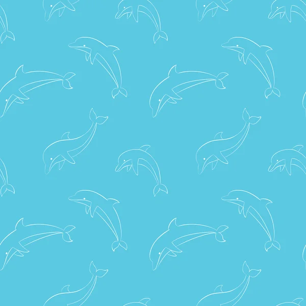 Vector seamless pattern with dolphins. — Stock Vector