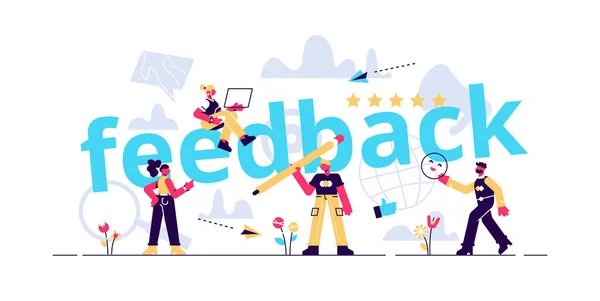 Illustrazione del concetto di feedback. Idea di recensioni e consigli. vettore di stile piatto — Vettoriale Stock