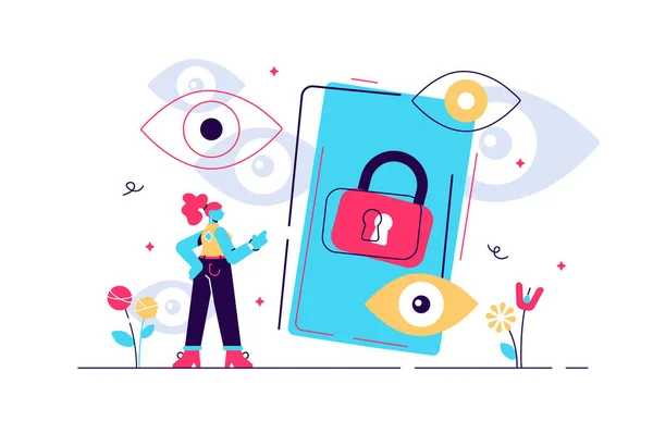 Prywatność jako ochrona danych osobowych przy zapewnieniu bezpieczeństwa — Wektor stockowy