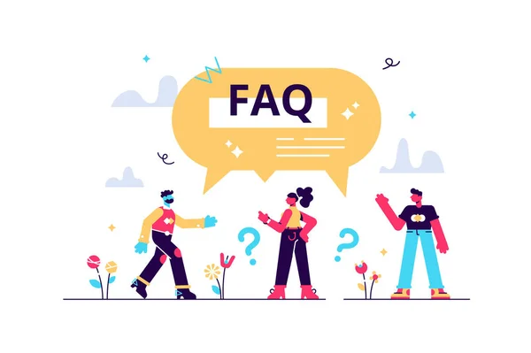 FAQ podpora jako často kladené otázky nápověda v bytě — Stockový vektor