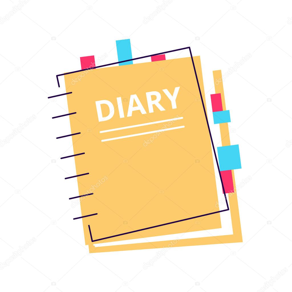 Orange daily paper notepad isolated on white background