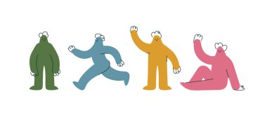 Farklı pozlarda insan figürlerinin toplanması