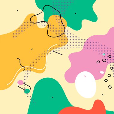 Sarı arkaplan üzerindeki dekor için renkli soyut desenler