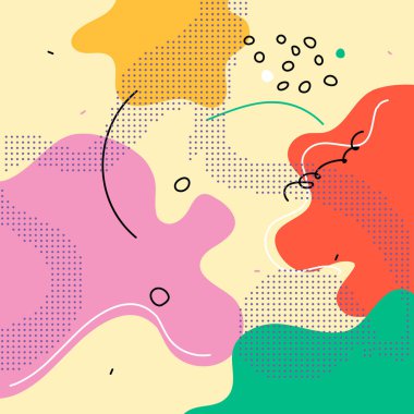 Sarı arkaplana komik el çizimleri