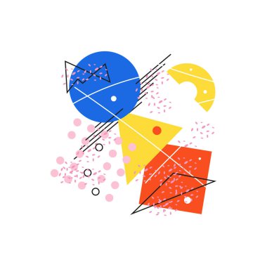 Renkli geometrik desen beyaz üzerine desen şekilleri ile