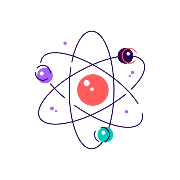 Arte vetorial de diagrama atômico colorido com elétrons em órbitas — Vetor de Stock