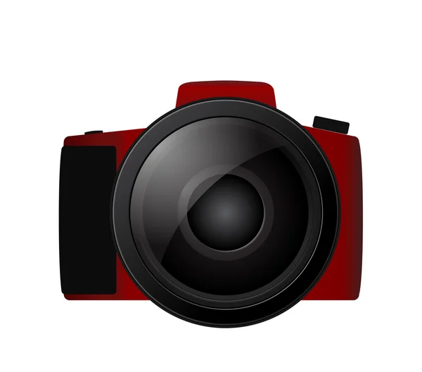 Red camera with lens — Stock Vector