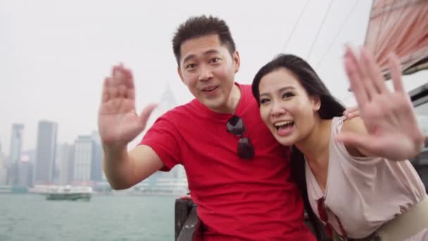Touristes en voyage touristique autour de Hong Kong — Video