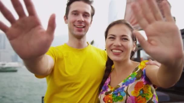 홍콩 관광 여행에 커플 — 비디오