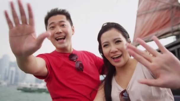 Touristes en voyage touristique autour de Hong Kong — Video