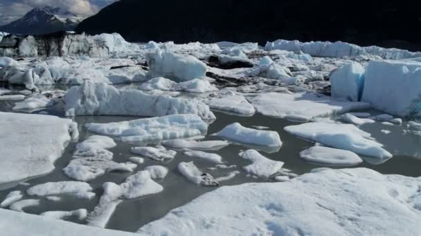 Flussi di ghiaccio ricoperti di morena dal ghiacciaio Knik — Video Stock