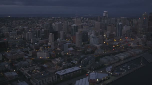 Aerial view of Waterfront Park in Seattle — Stock Video