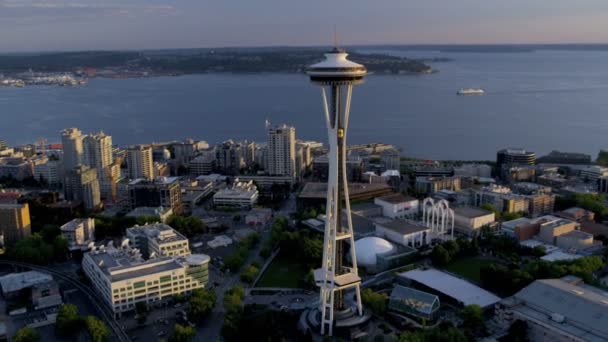 Torre de observación de agujas espaciales en Seattle — Vídeo de stock