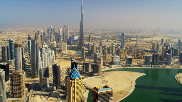Vista aérea del paisaje urbano de Dubái — Vídeos de Stock