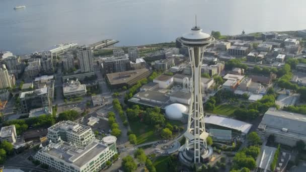 Torre de observación de agujas espaciales en Seattle — Vídeo de stock