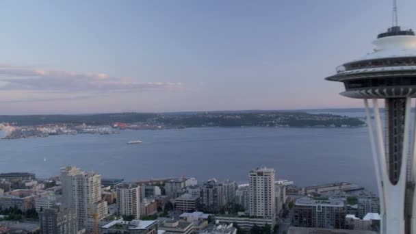 Torre de observación de agujas espaciales en Seattle — Vídeo de stock