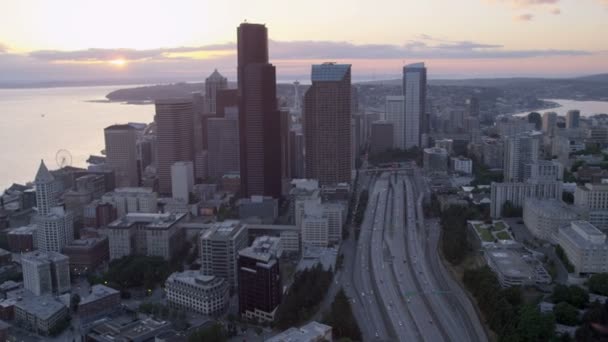 Centro de Seattle distrito de negócios — Vídeo de Stock