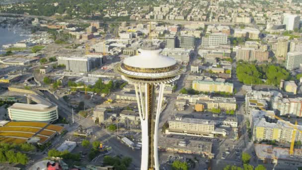 Torre de observación de agujas espaciales en Seattle — Vídeos de Stock