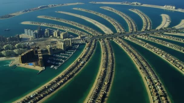 Luchtfoto van Palm Jumeirah in Dubai — Stockvideo