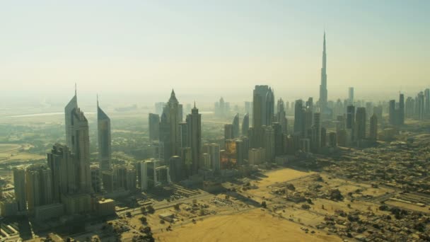 Aerial view of downtown Dubai skyline — Stock Video